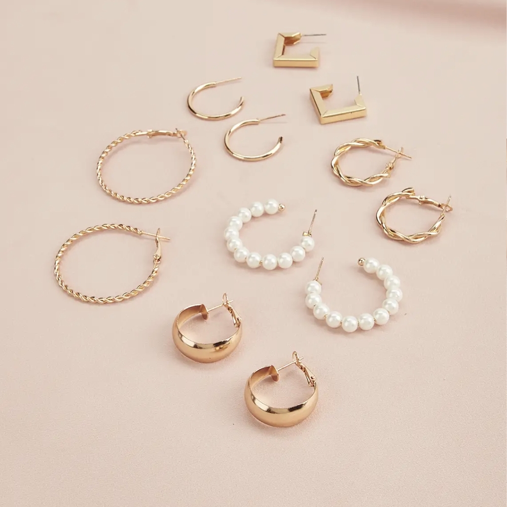 Azazie Gold and White Pearl Hoop Earrings